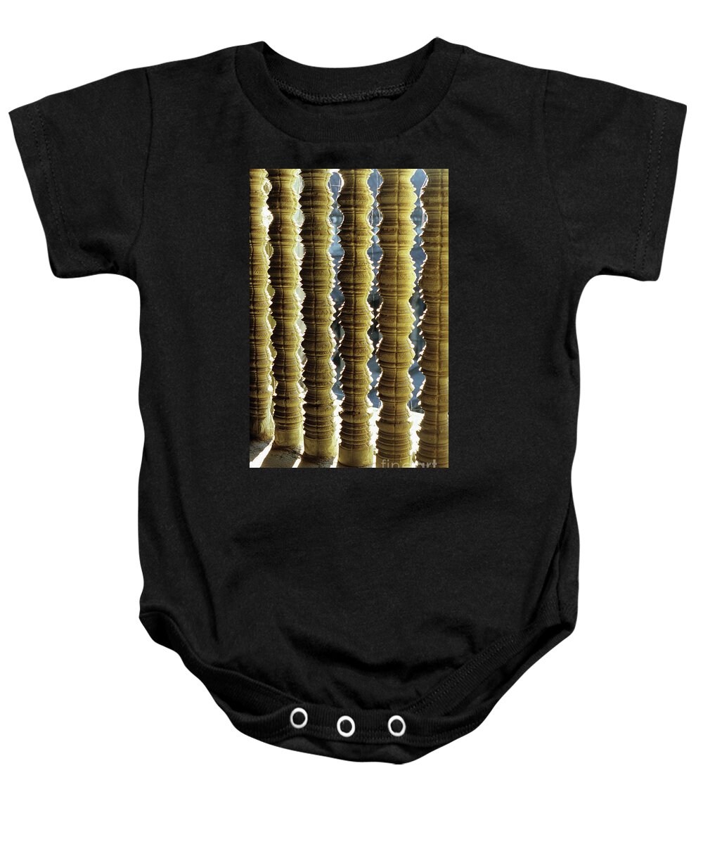 Angkor Baby Onesie featuring the photograph Angkor Wat Colonnettes 01 by Rick Piper Photography