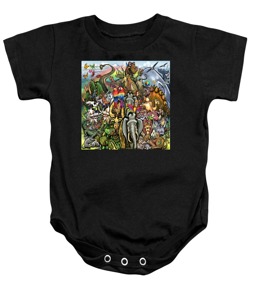 Animal Baby Onesie featuring the digital art Animals Great and Small by Kevin Middleton