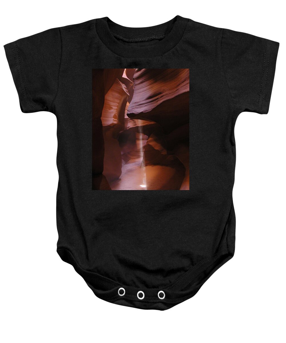 Upper Baby Onesie featuring the photograph Antelope Canyon with Light Beam by Alan Socolik