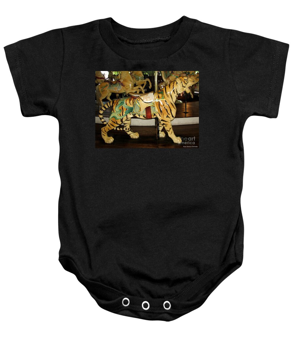 Tigers Baby Onesie featuring the photograph Antique Dentzel Menagerie Carousel Tiger by Rose Santuci-Sofranko