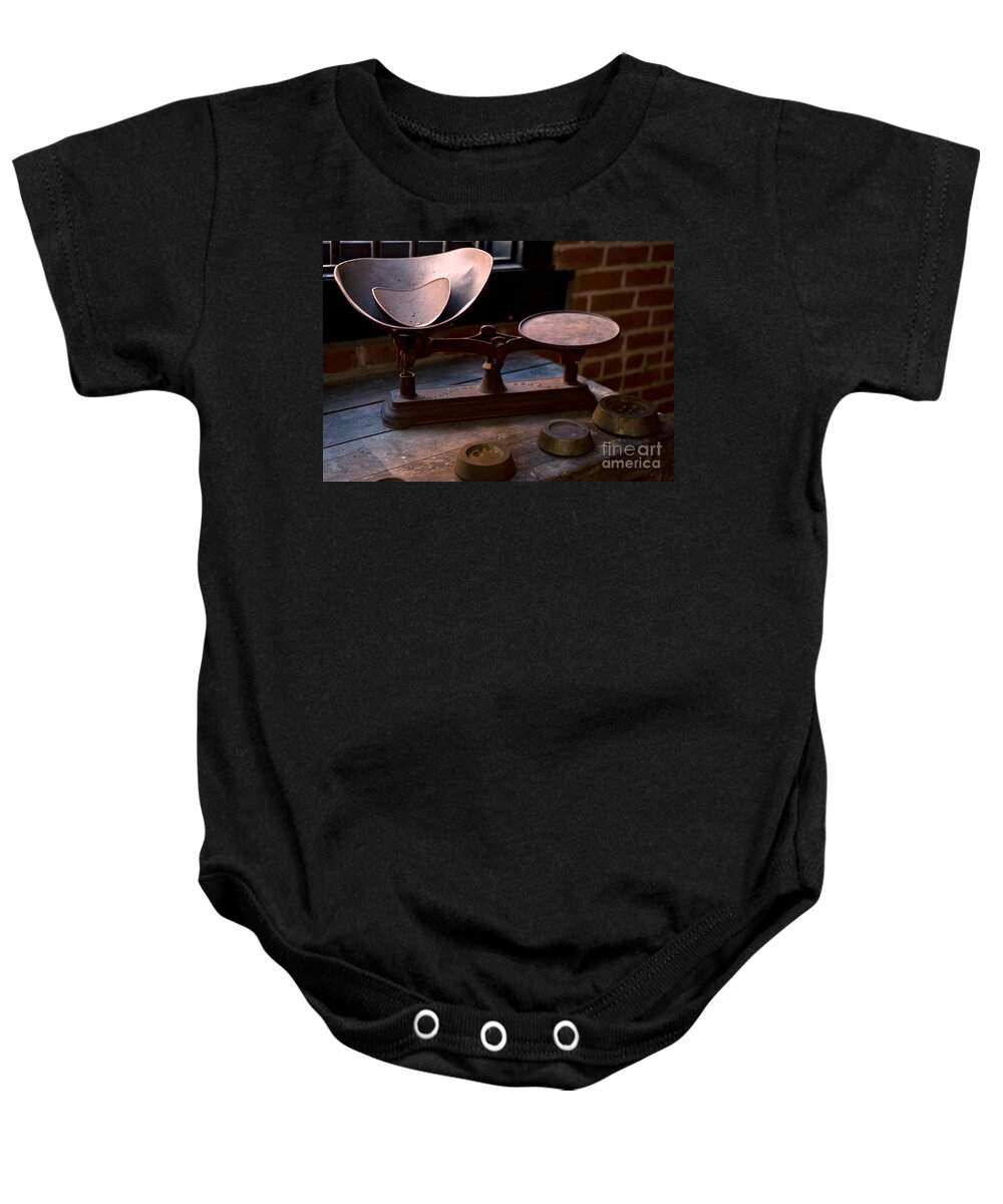Food Baby Onesie featuring the photograph Antique Kitchen Scale by Iris Richardson