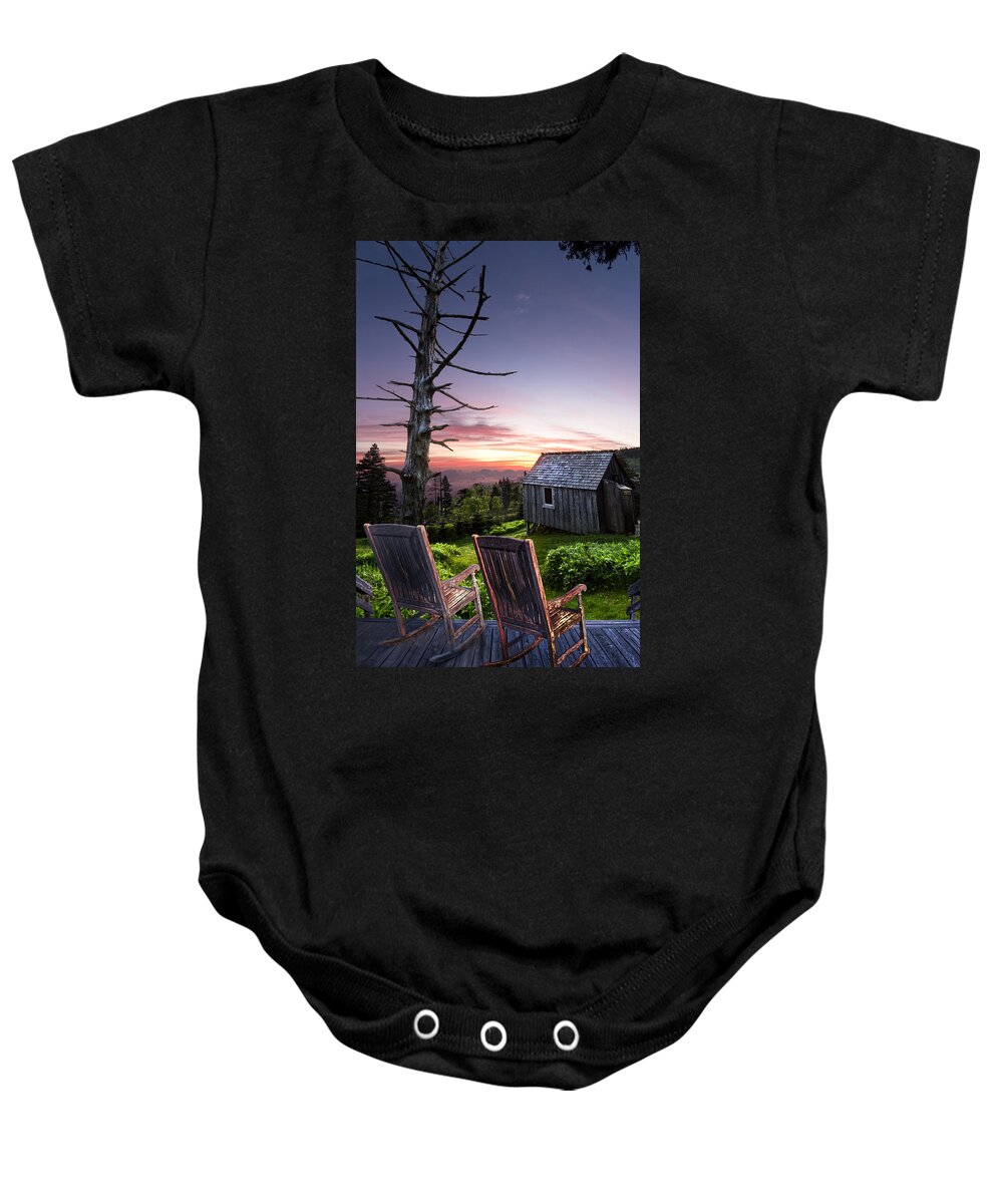 Appalachia Baby Onesie featuring the photograph Appalachian Porch by Debra and Dave Vanderlaan
