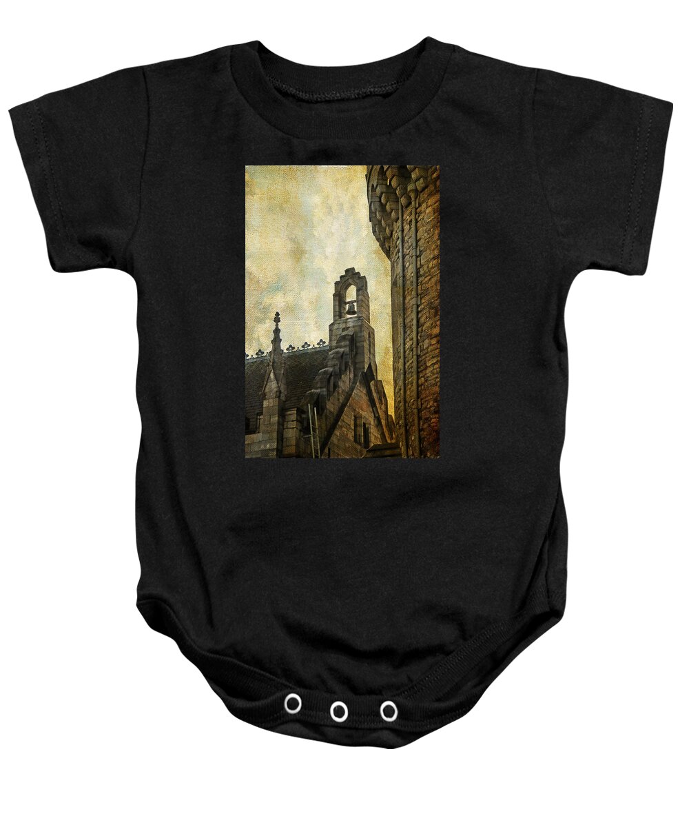 Ireland Baby Onesie featuring the photograph Architectural Detail of Gothic Revival Chapel. Dublin Castle. Streets of Dublin. Gothic Collection by Jenny Rainbow