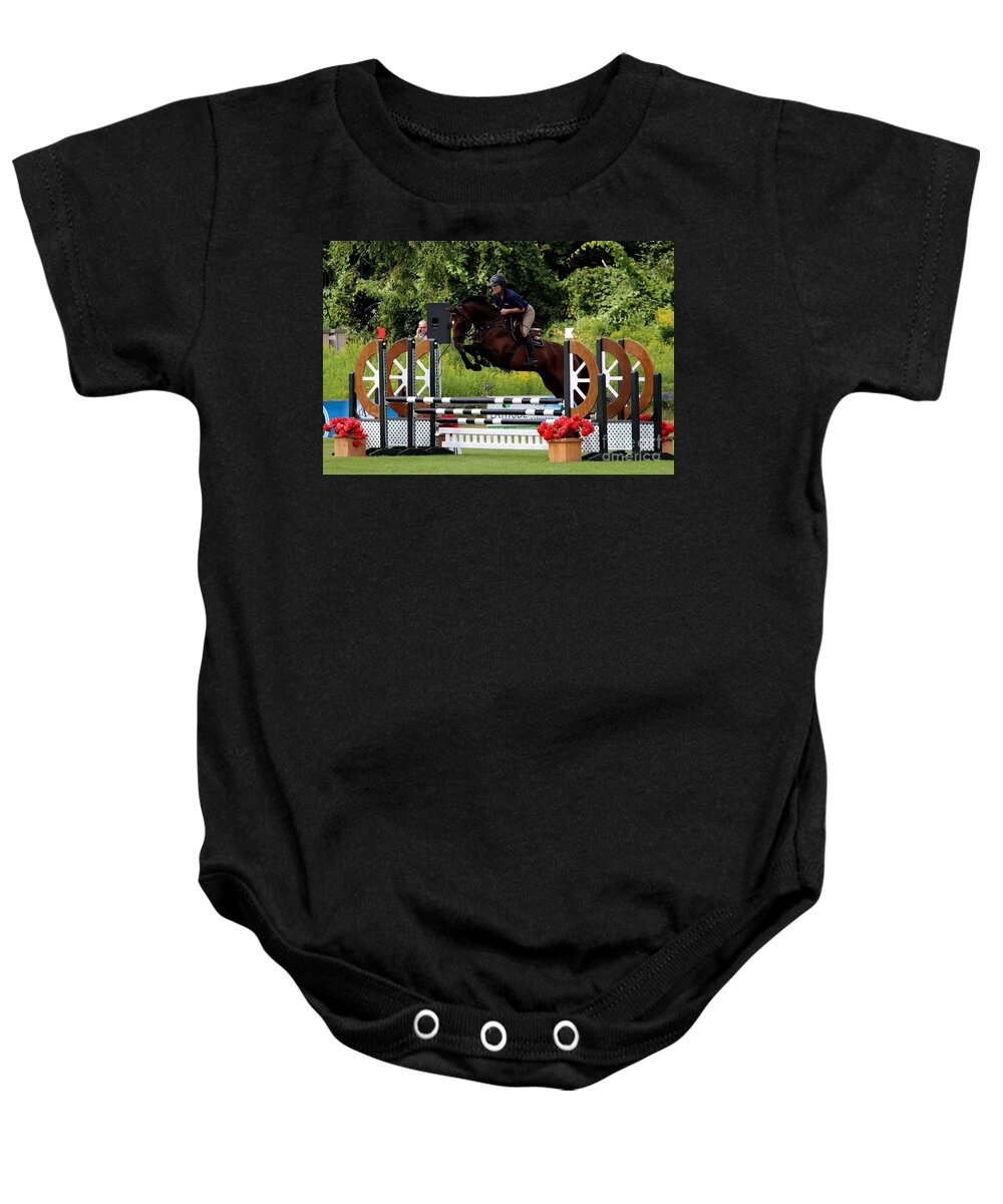 Horse Baby Onesie featuring the photograph At-c-jumper124 by Janice Byer