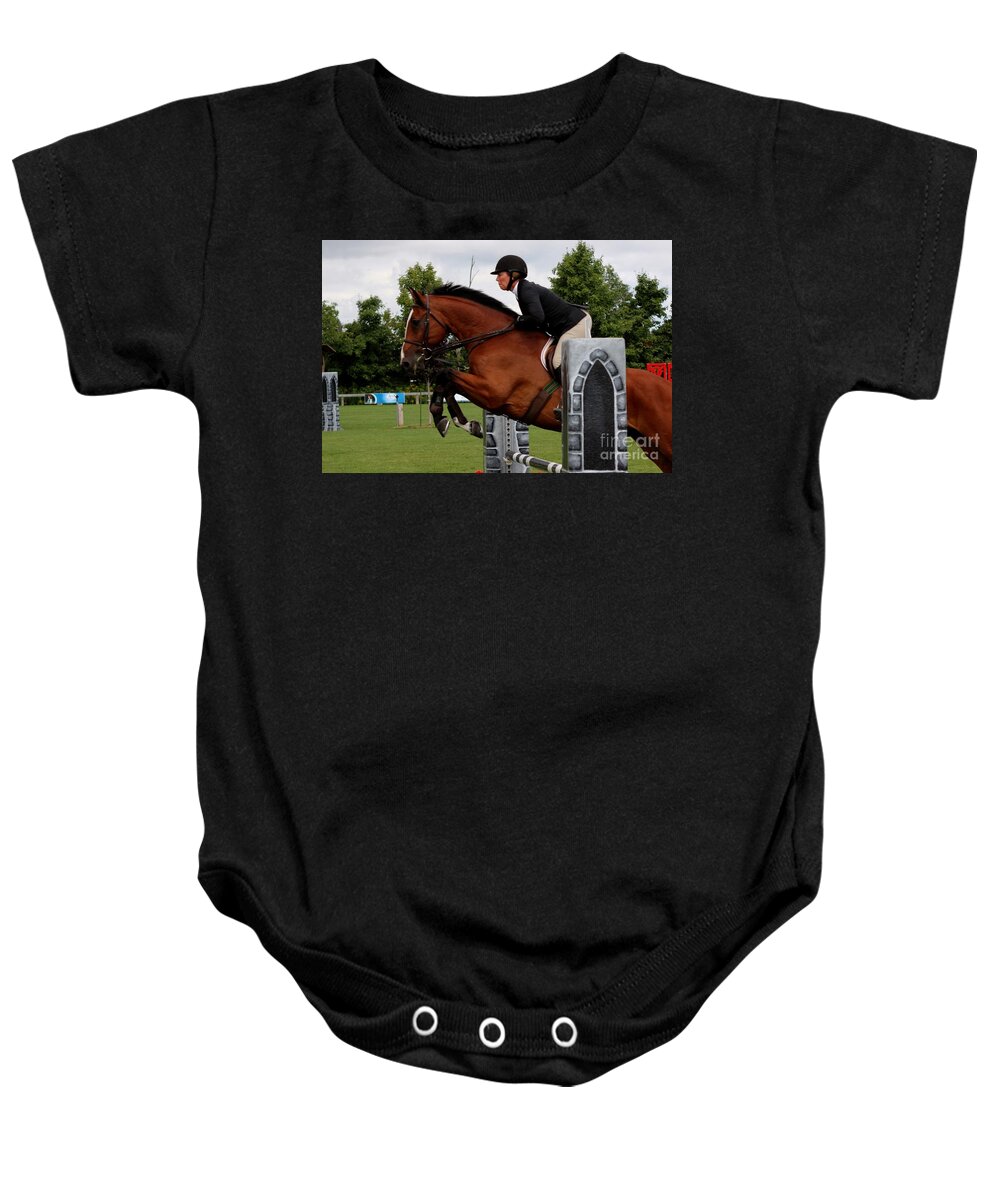 Horse Baby Onesie featuring the photograph At-c-jumper30 by Janice Byer