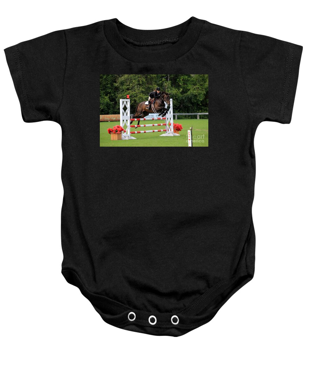 Horse Baby Onesie featuring the photograph At-s-jumper132 by Janice Byer