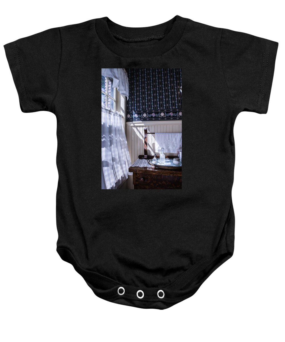 Sunlight Baby Onesie featuring the photograph August Morning Sunlight by Weir Here And There