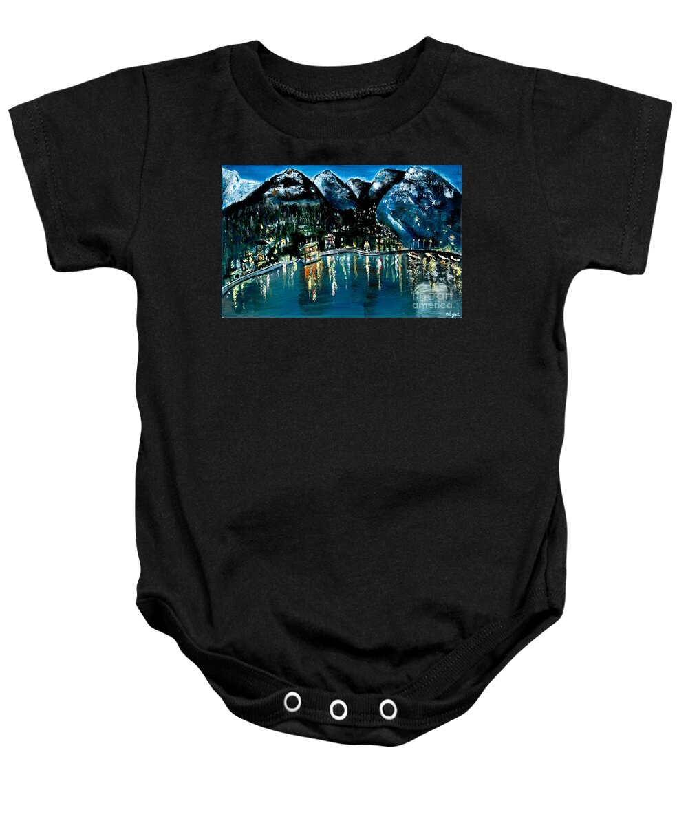 Plein Air Baby Onesie featuring the painting Austrian Alps by Olga Alexeeva