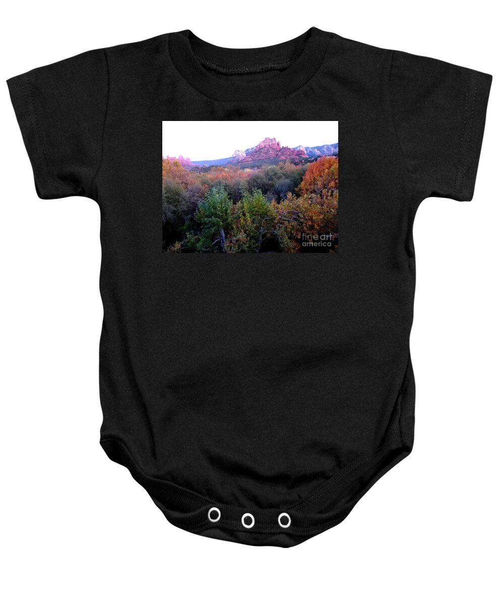 Autumn Baby Onesie featuring the photograph Autumn Sedona by Mars Besso