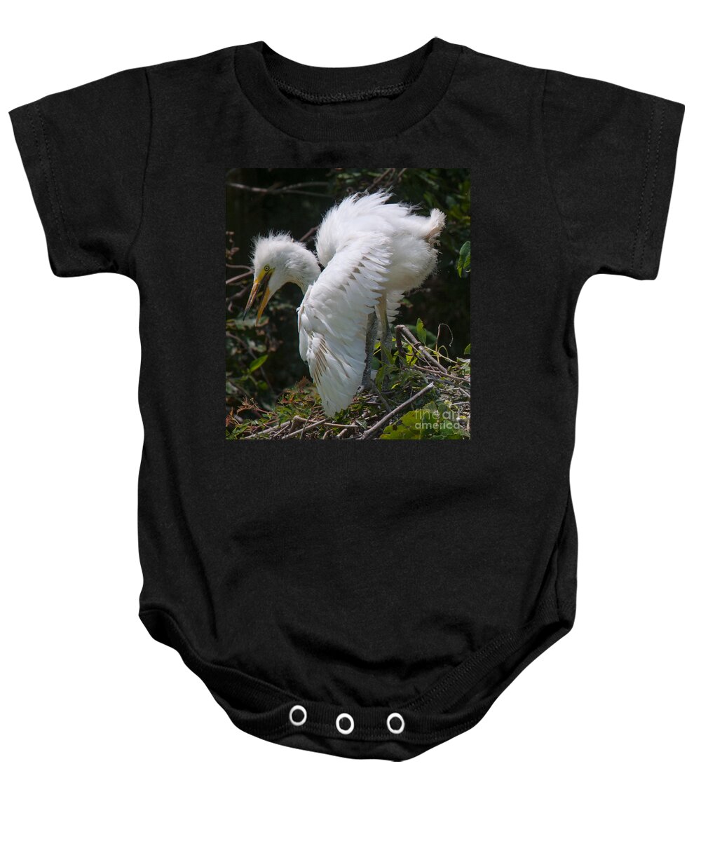 Egret Baby Onesie featuring the photograph Baby Egret by Dale Powell