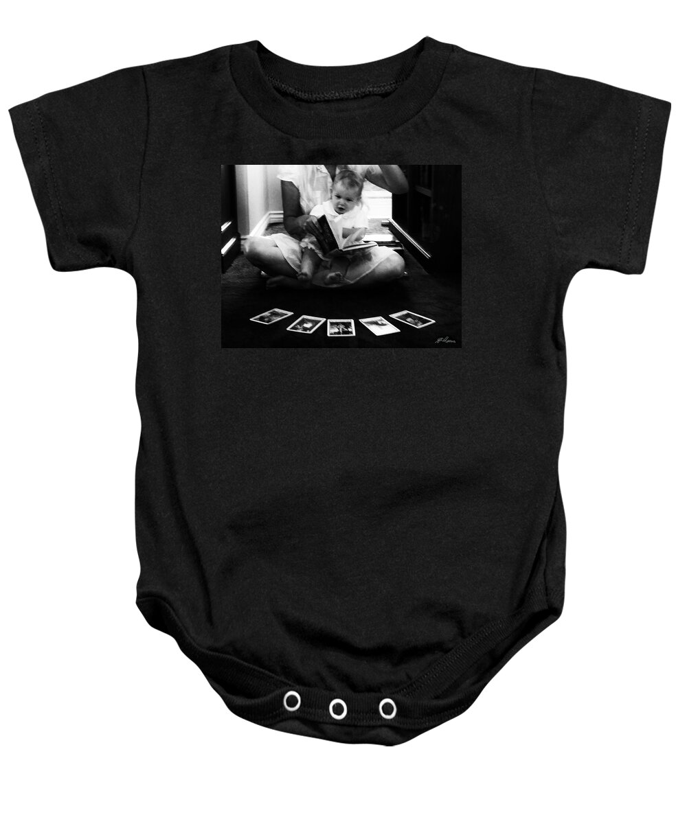Baby Baby Onesie featuring the photograph Baby Tarot Reader by Diana Haronis