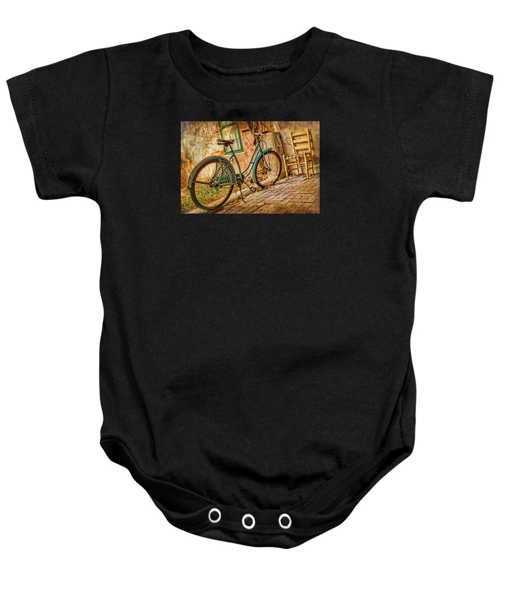 Bike Baby Onesie featuring the photograph Back Patio by Nikolyn McDonald