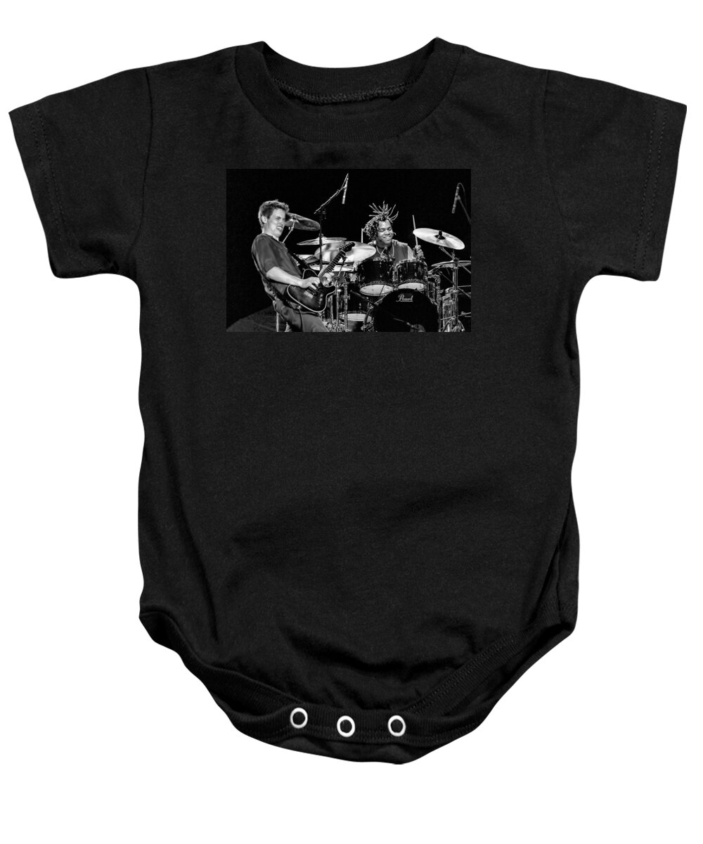 Tampa Bay Blues Festival Baby Onesie featuring the photograph Barry Alexander Drumming for Johnny Lang by Ginger Wakem