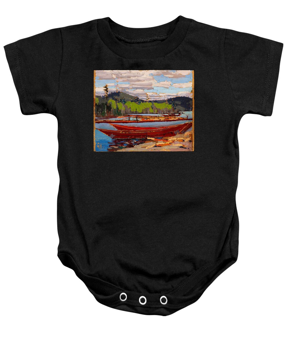 Tom Thomson Baby Onesie featuring the painting Bateaux by Tom Thomson