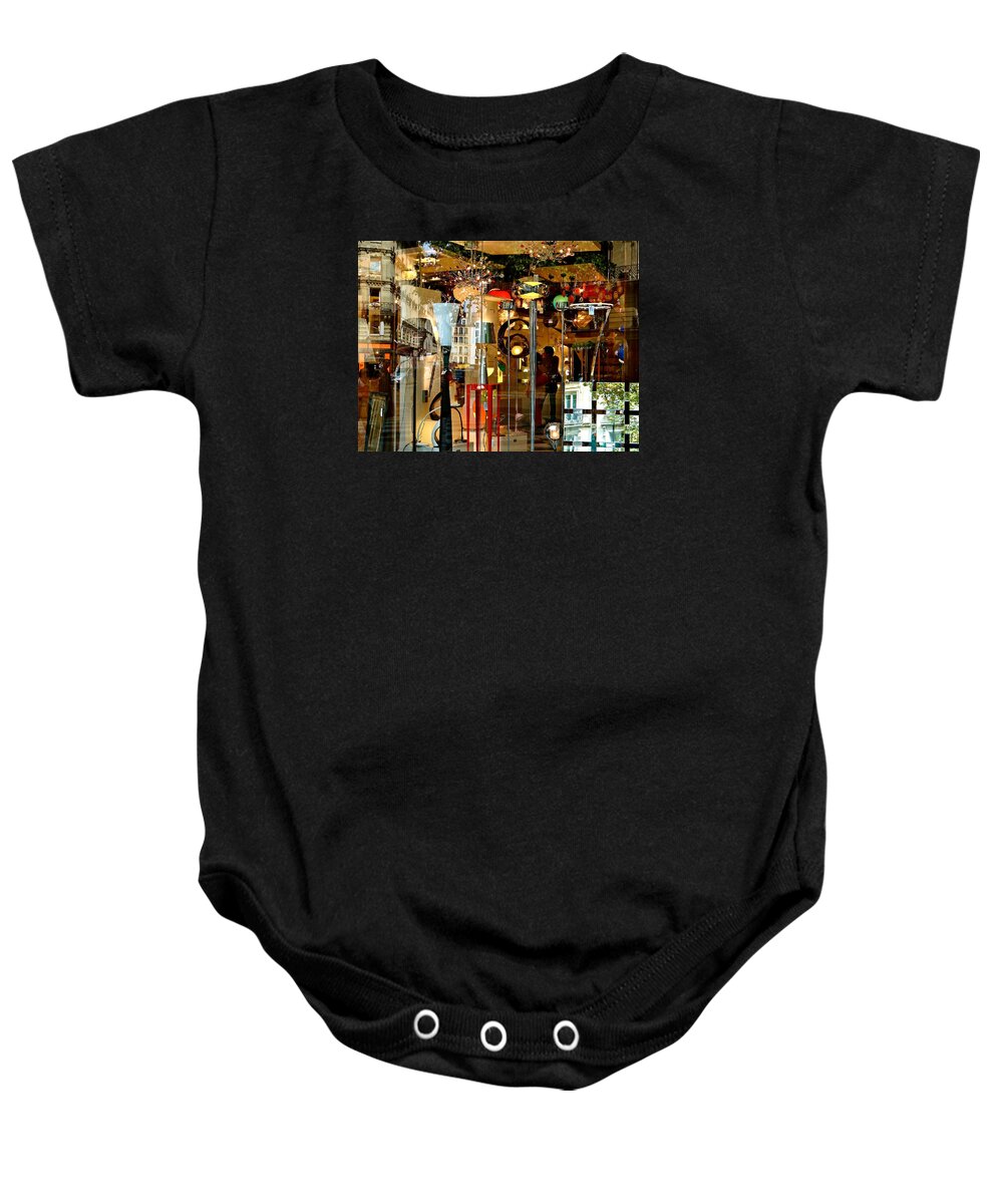 Paris Baby Onesie featuring the photograph Bazar Reflections by Ira Shander