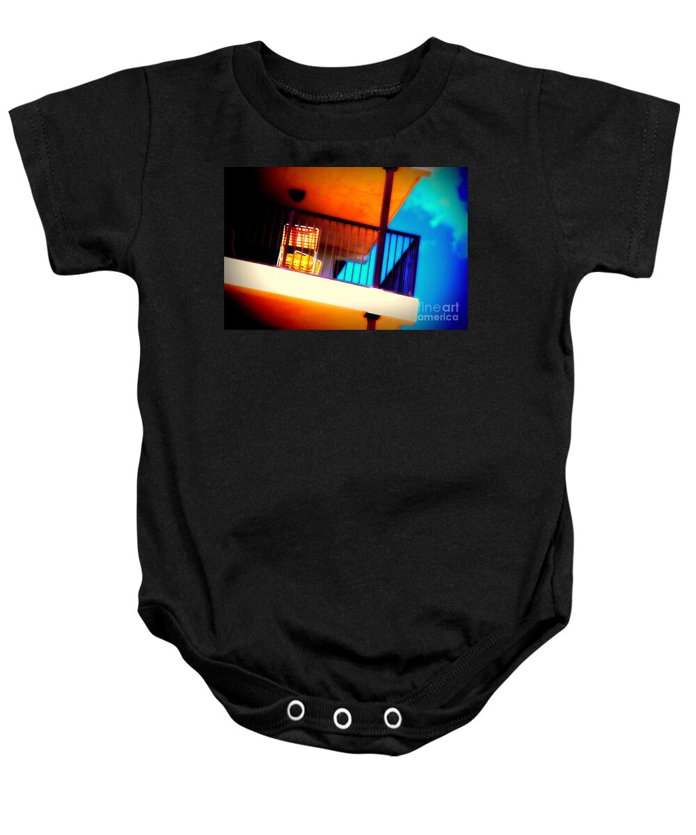 Balcony Baby Onesie featuring the photograph Beach View Balcony by Susanne Van Hulst