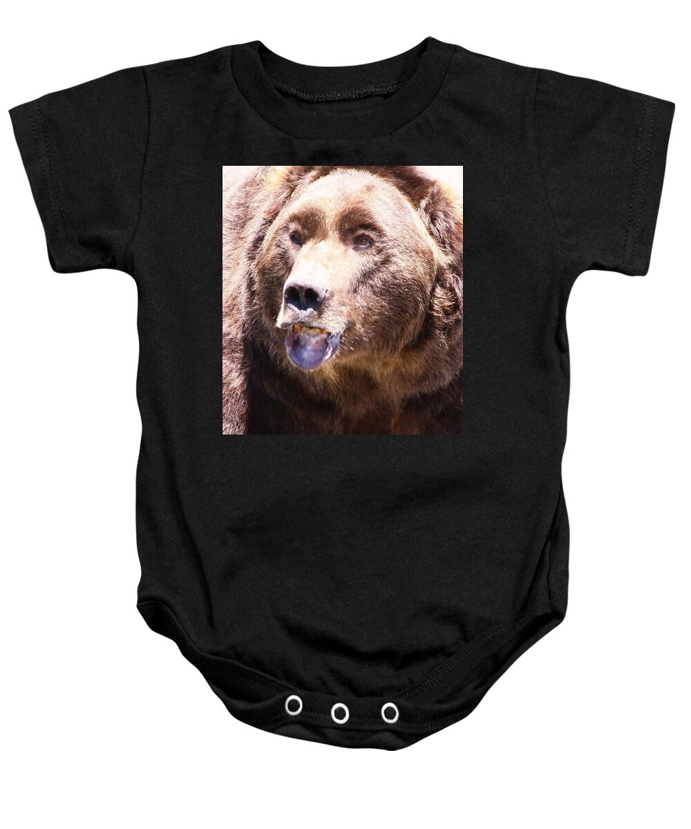 Grizzly Baby Onesie featuring the photograph Bearing My Teeth by Shane Bechler