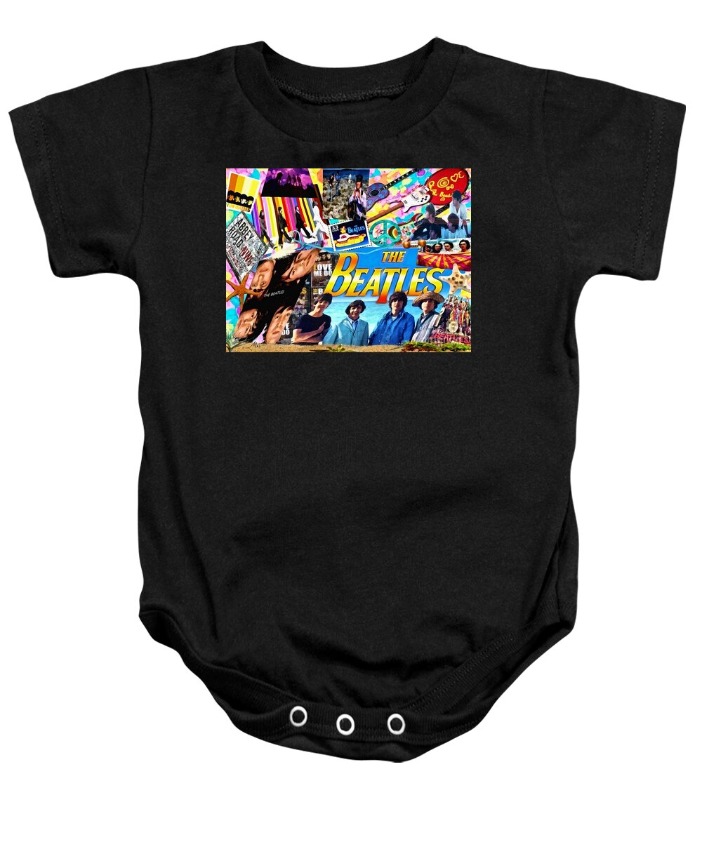 Beatles For Summer Baby Onesie featuring the digital art Beatles for Summer by Mo T