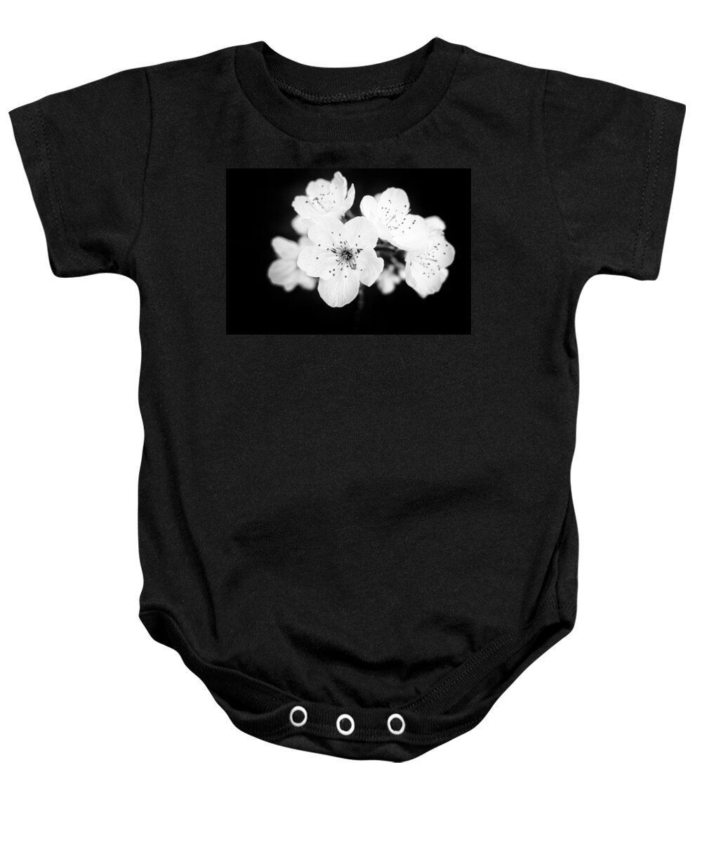 Apple Blossom Baby Onesie featuring the photograph Beautiful blossoms in black and white by Matthias Hauser
