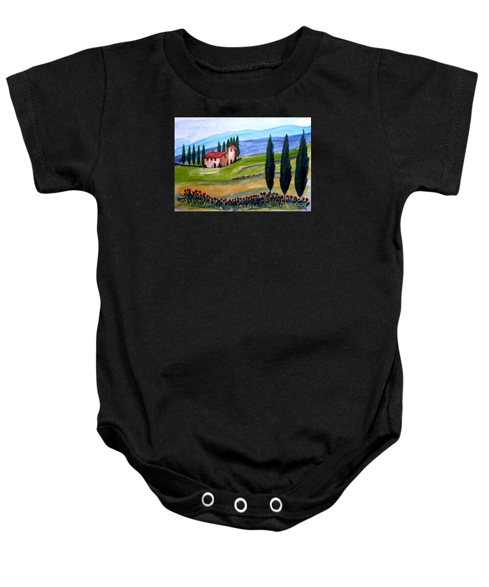Tuscany Baby Onesie featuring the painting Beautiful Tuscany by Christine Huwer