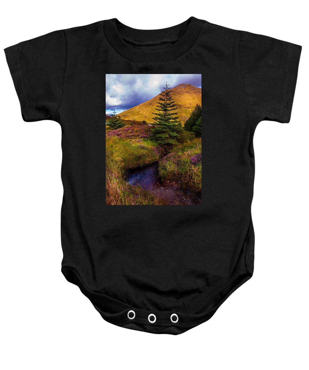 Nature Baby Onesie featuring the photograph Beauty all Around. Rest and Be Thankful. Scotland by Jenny Rainbow