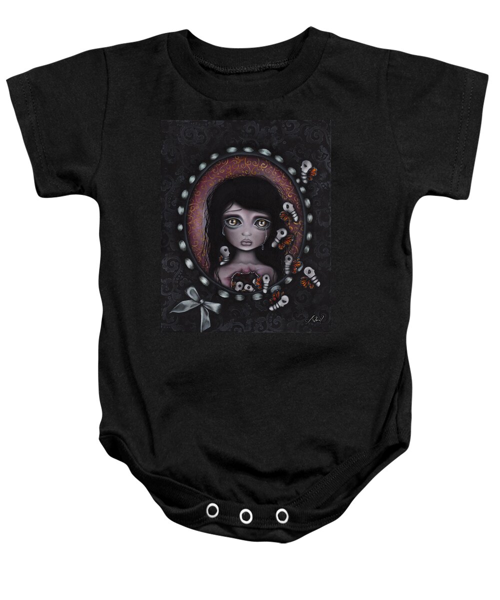 Skeleton Baby Onesie featuring the painting Beauty within me by Abril Andrade