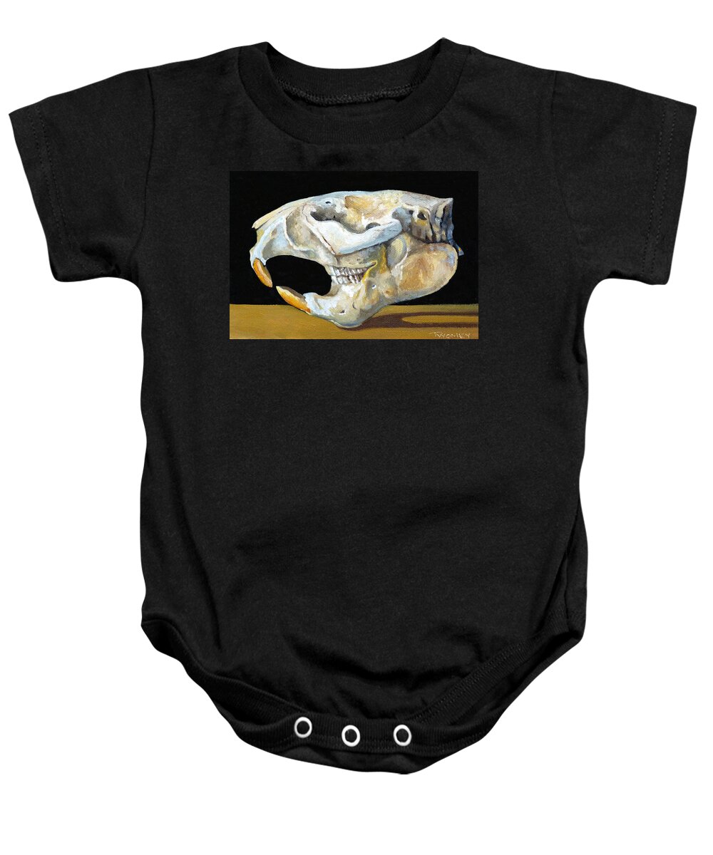 Animal Baby Onesie featuring the painting Beaver Skull 1 by Catherine Twomey