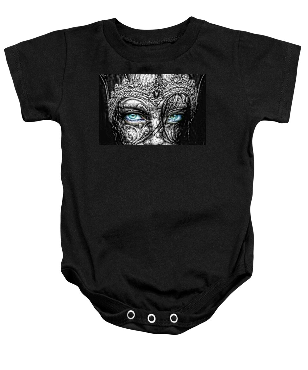 Behind Blue Eyes Baby Onesie featuring the photograph Behind Blue Eyes by Mo T