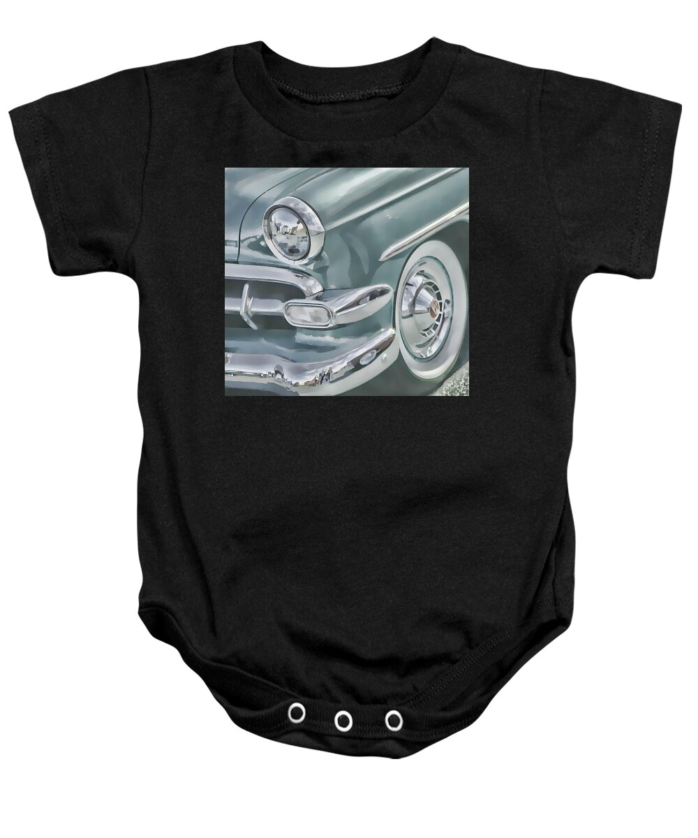 Victor Montgomery Baby Onesie featuring the photograph Bel Air headlight by Vic Montgomery
