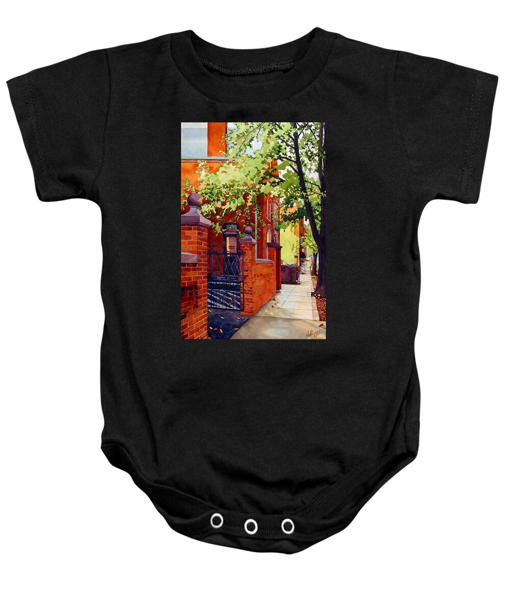 Watercolor Baby Onesie featuring the painting Big Brick Wall by Mick Williams