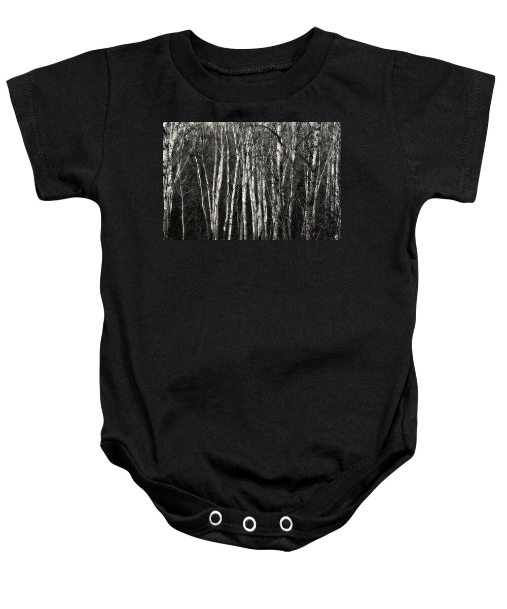 B&w Baby Onesie featuring the photograph Birches by Roberto Pagani