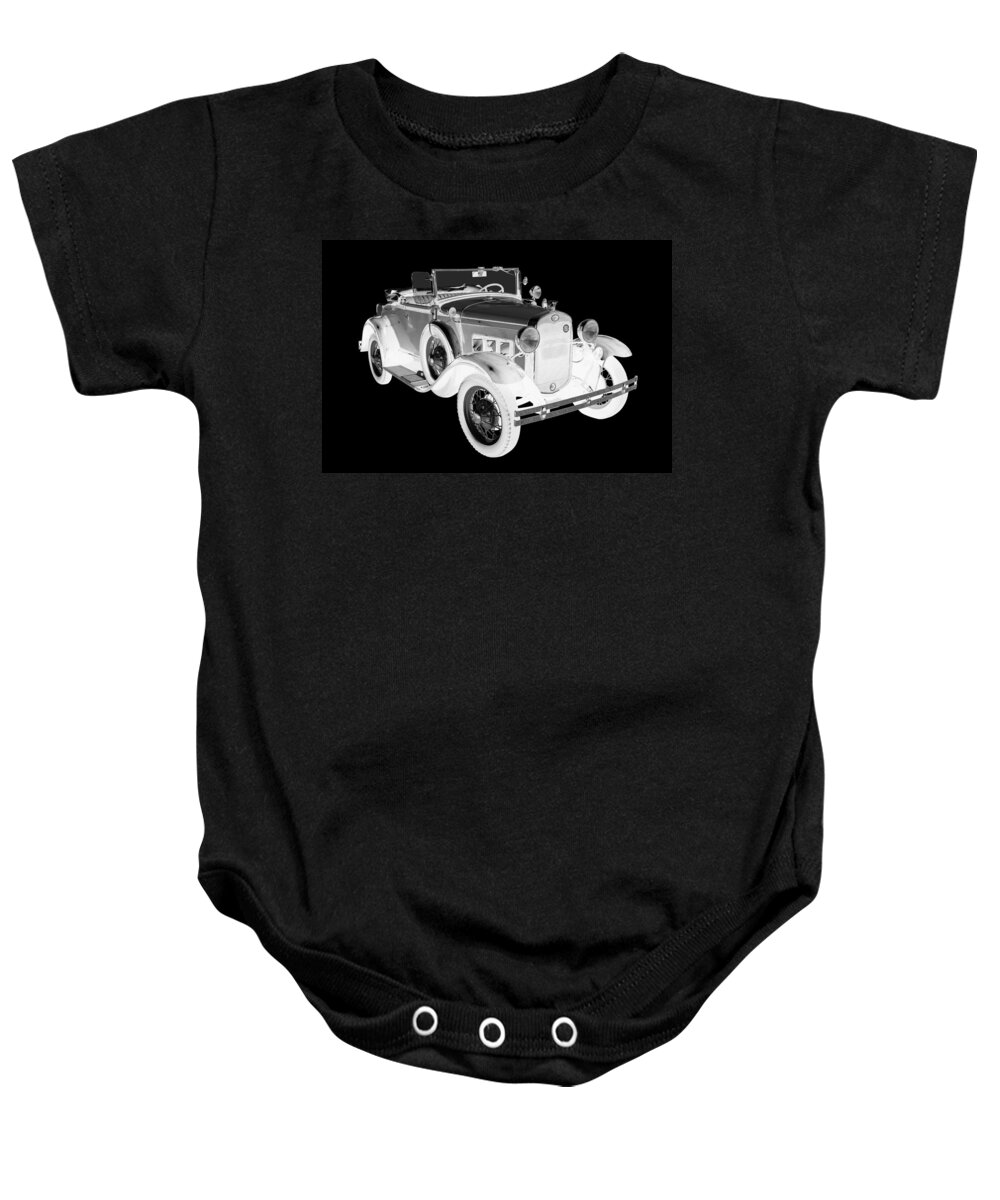 Antique Baby Onesie featuring the photograph Black and White 1931 Ford Model A Cabriolet by Keith Webber Jr