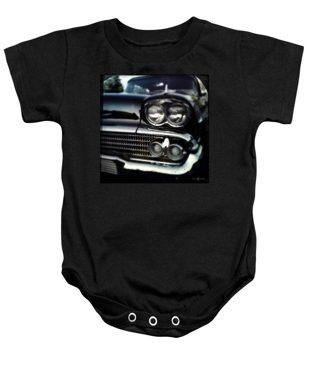 Classic Baby Onesie featuring the photograph black Cadillac by Tim Nyberg