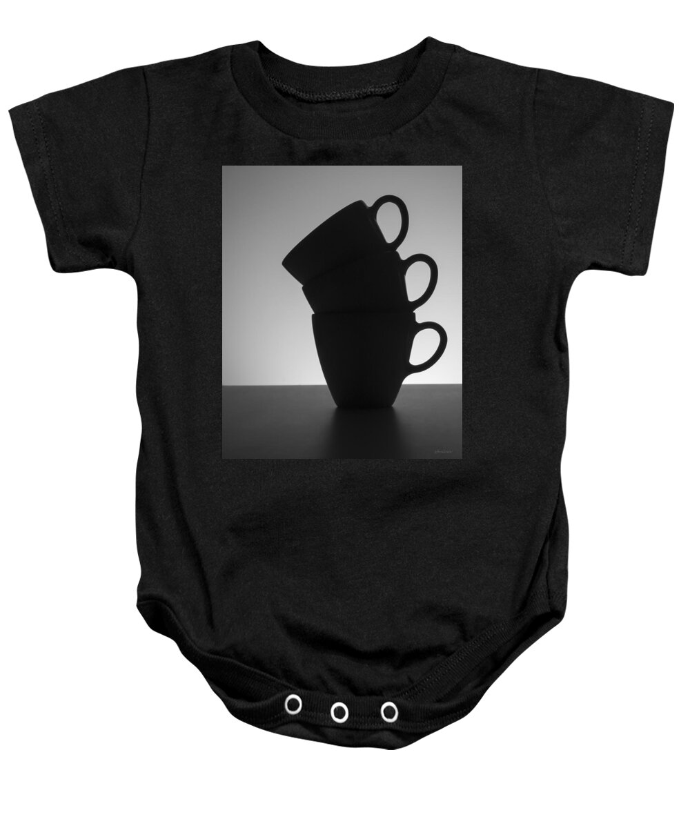 Coffee Baby Onesie featuring the photograph Black Coffee Cups by Steven Milner