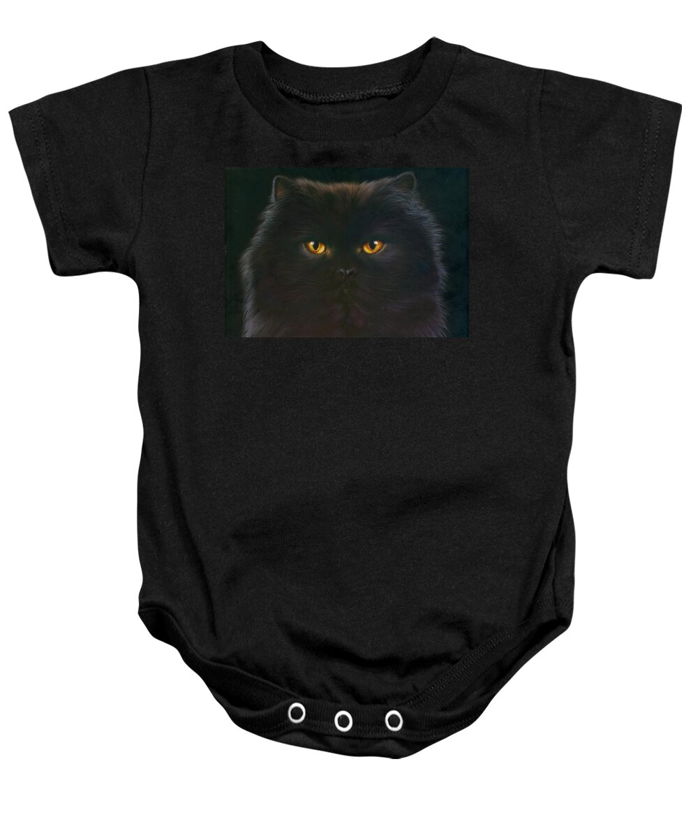 Andrew Farley Baby Onesie featuring the photograph Black Persian by MGL Meiklejohn Graphics Licensing