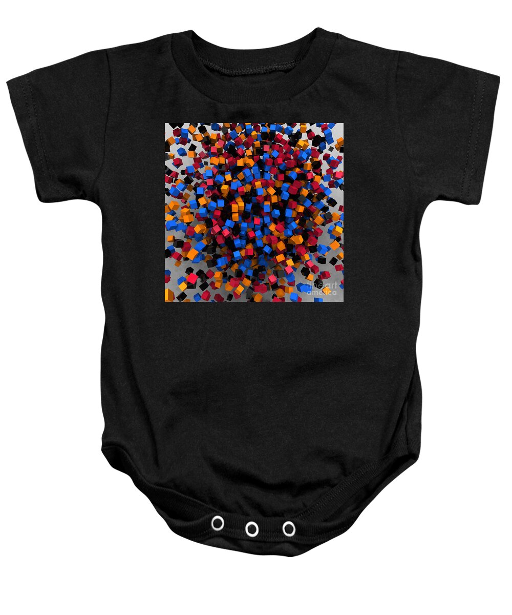 Abstract Baby Onesie featuring the digital art Block-Splosion 1 by William Ladson