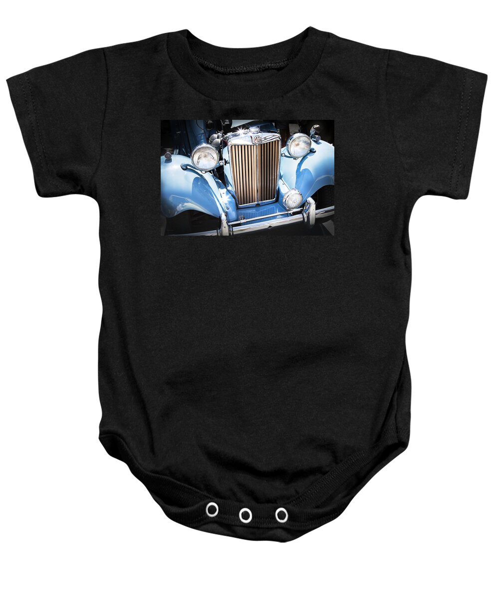 Vintage Car Baby Onesie featuring the photograph Blue 1953 Mg by Theresa Tahara