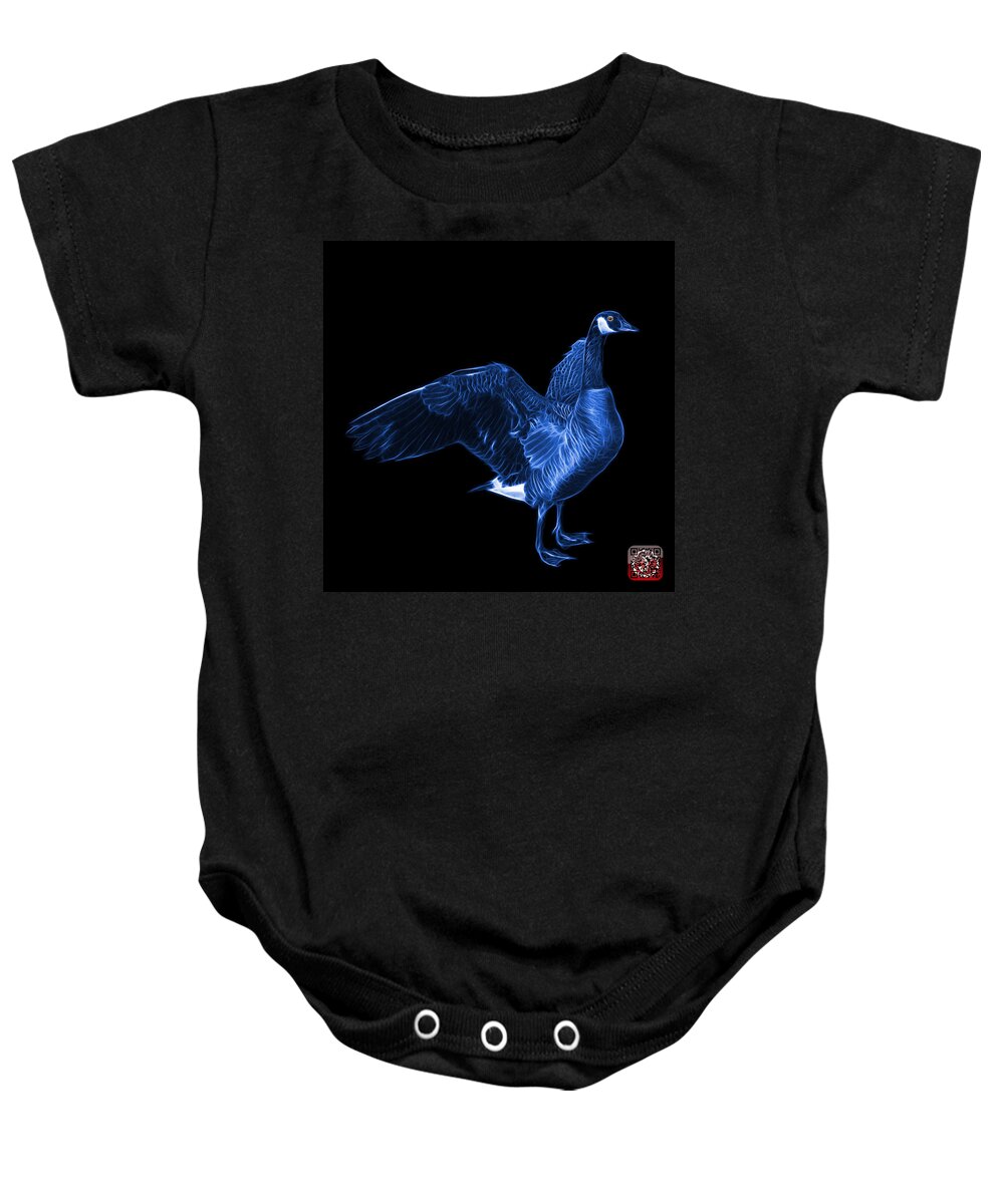 Canada Goose Baby Onesie featuring the mixed media Blue Canada Goose Pop Art - 7585 - BB by James Ahn