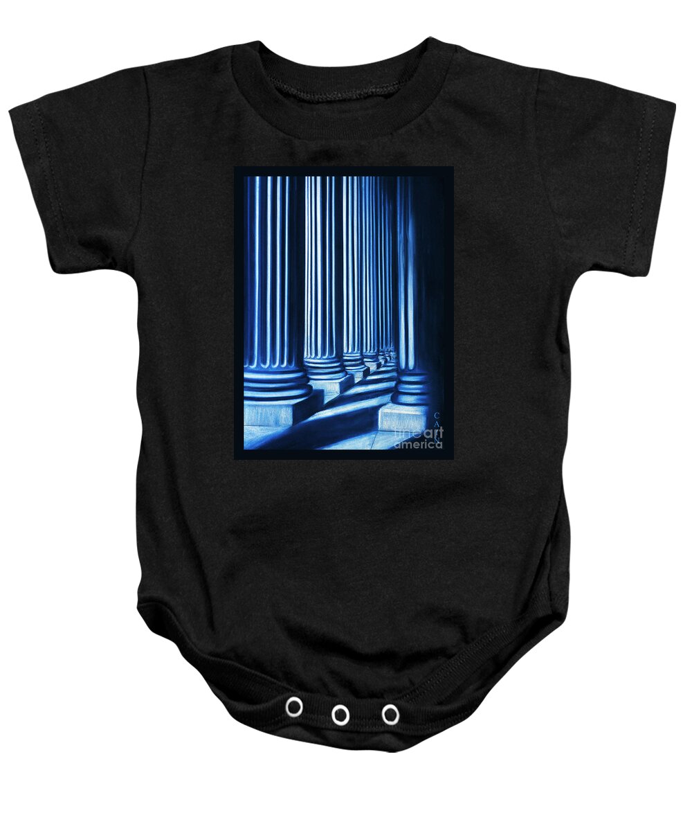 Blue Columns Baby Onesie featuring the painting Blue Columns Original Pastel Art by William Cain