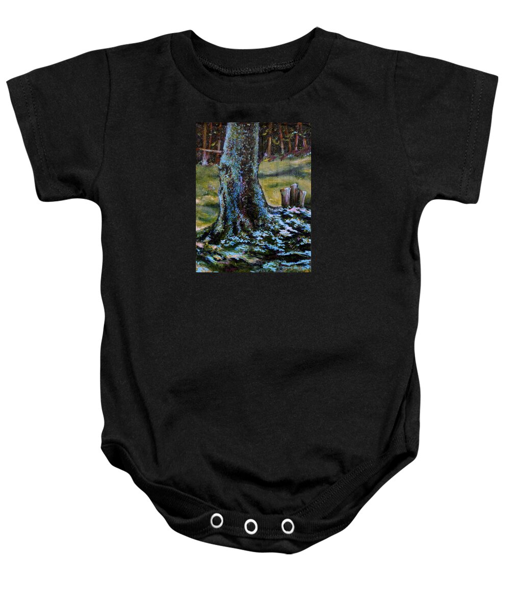 Trees Baby Onesie featuring the painting Blue Fairy Tree by Tamara Kulish