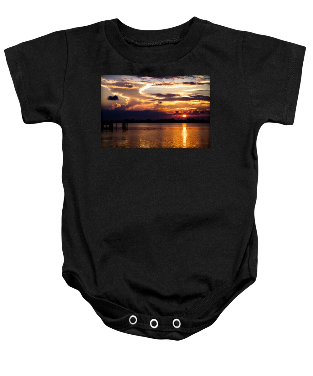 Purple Sunsets Baby Onesie featuring the photograph Bogart Dreams by Karen Wiles