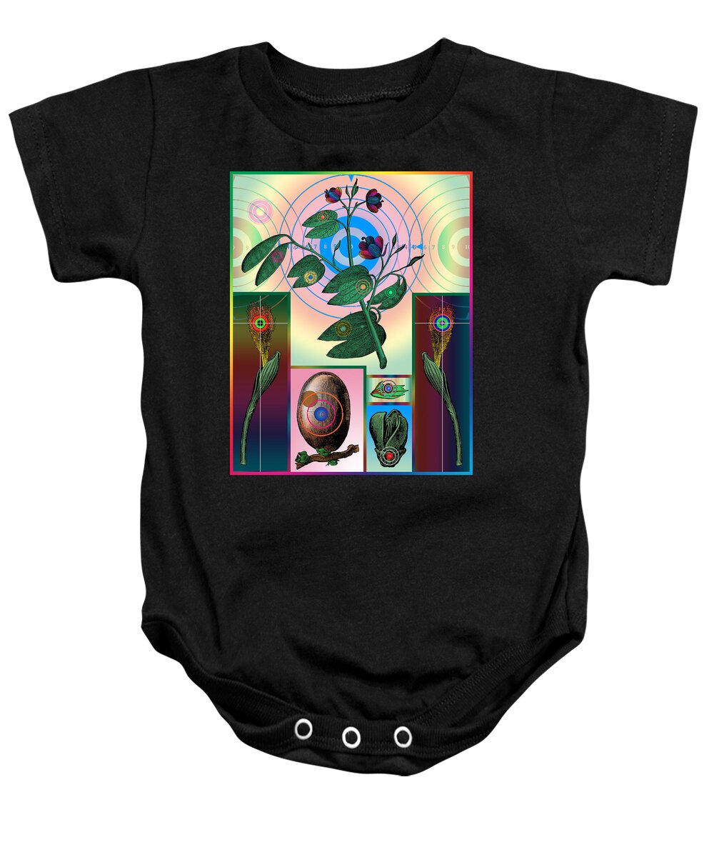 Digital Collage Baby Onesie featuring the digital art Botanical Targets by Eric Edelman