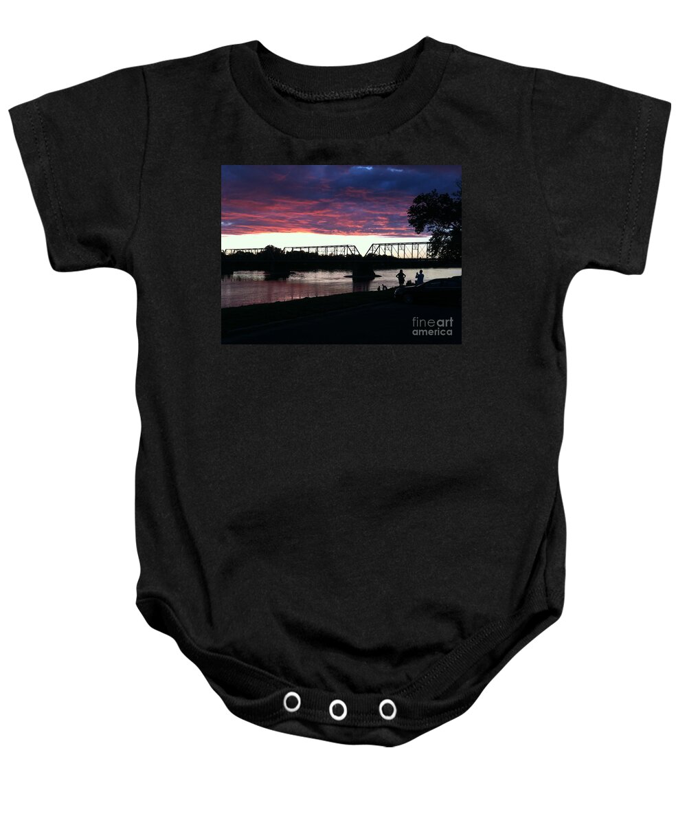 Bridge Baby Onesie featuring the photograph Bridge Sunset in June by Christopher Plummer