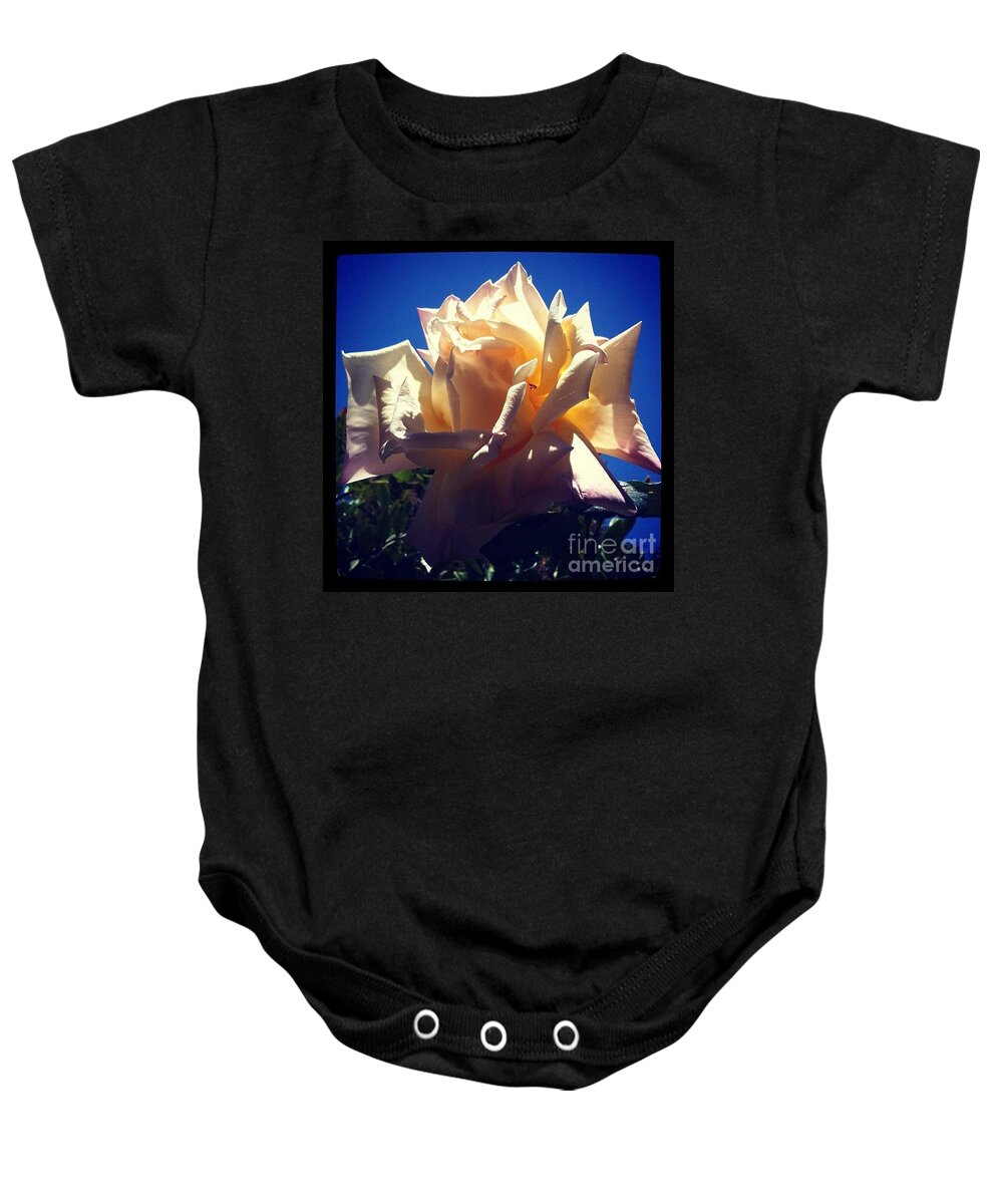 Rose Baby Onesie featuring the photograph Bright Rose Dark Sky by Denise Railey