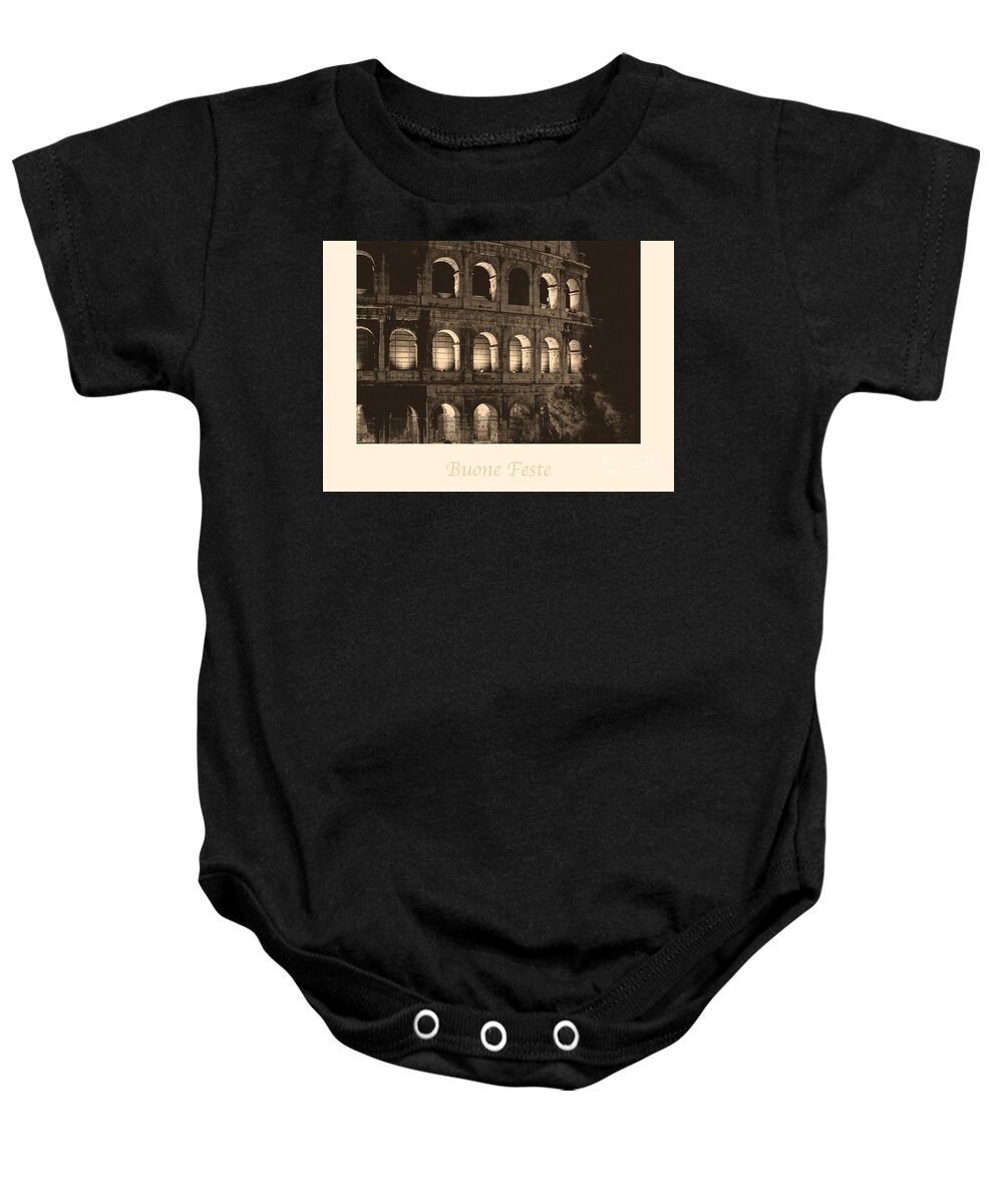 Italian Baby Onesie featuring the photograph Buone Feste with Colosseum by Prints of Italy