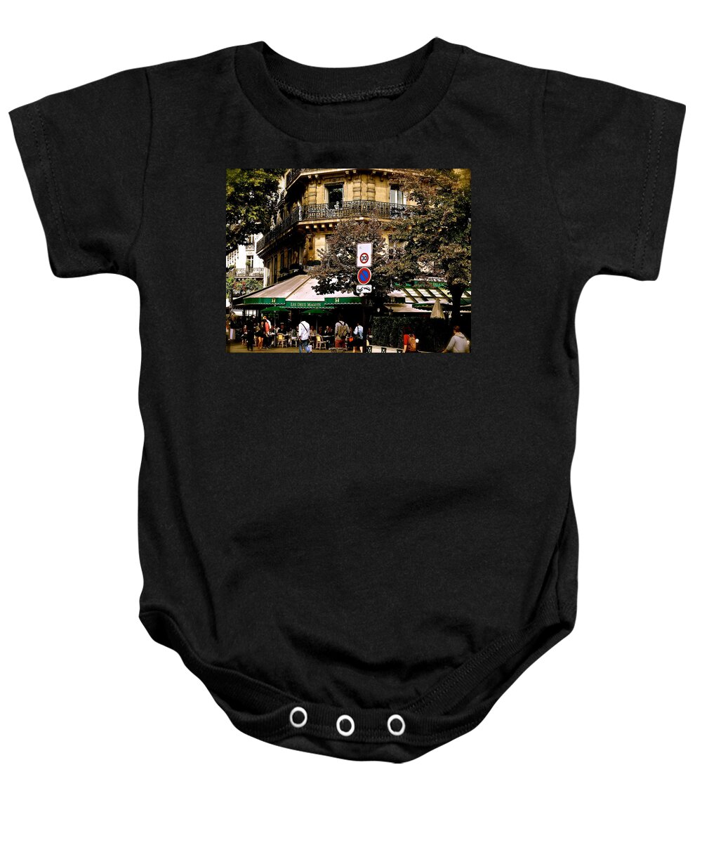 Cafe Deux Magots Baby Onesie featuring the photograph Cafe Deux Magots by Ira Shander