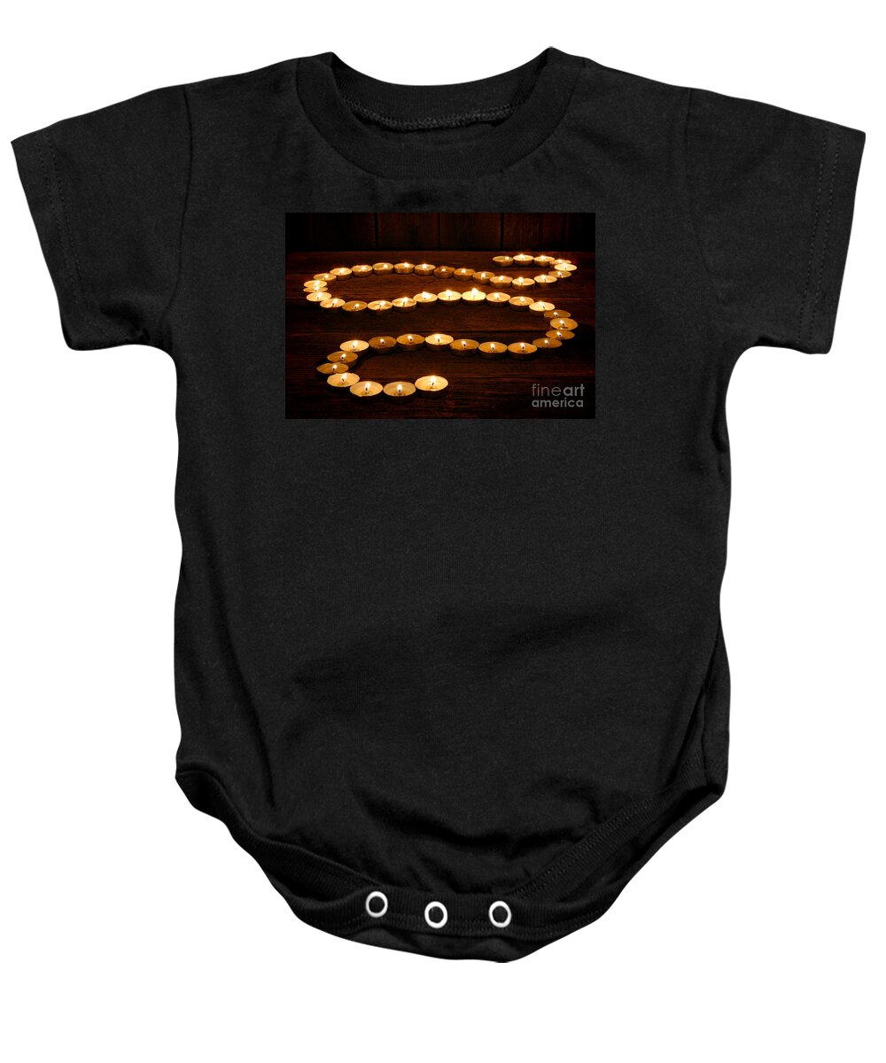 Zen Baby Onesie featuring the photograph Candle Path by Olivier Le Queinec