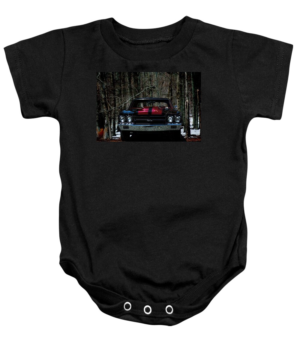 Chevelle Baby Onesie featuring the photograph Car Art Chevy Chevelle SS HDR by Lesa Fine