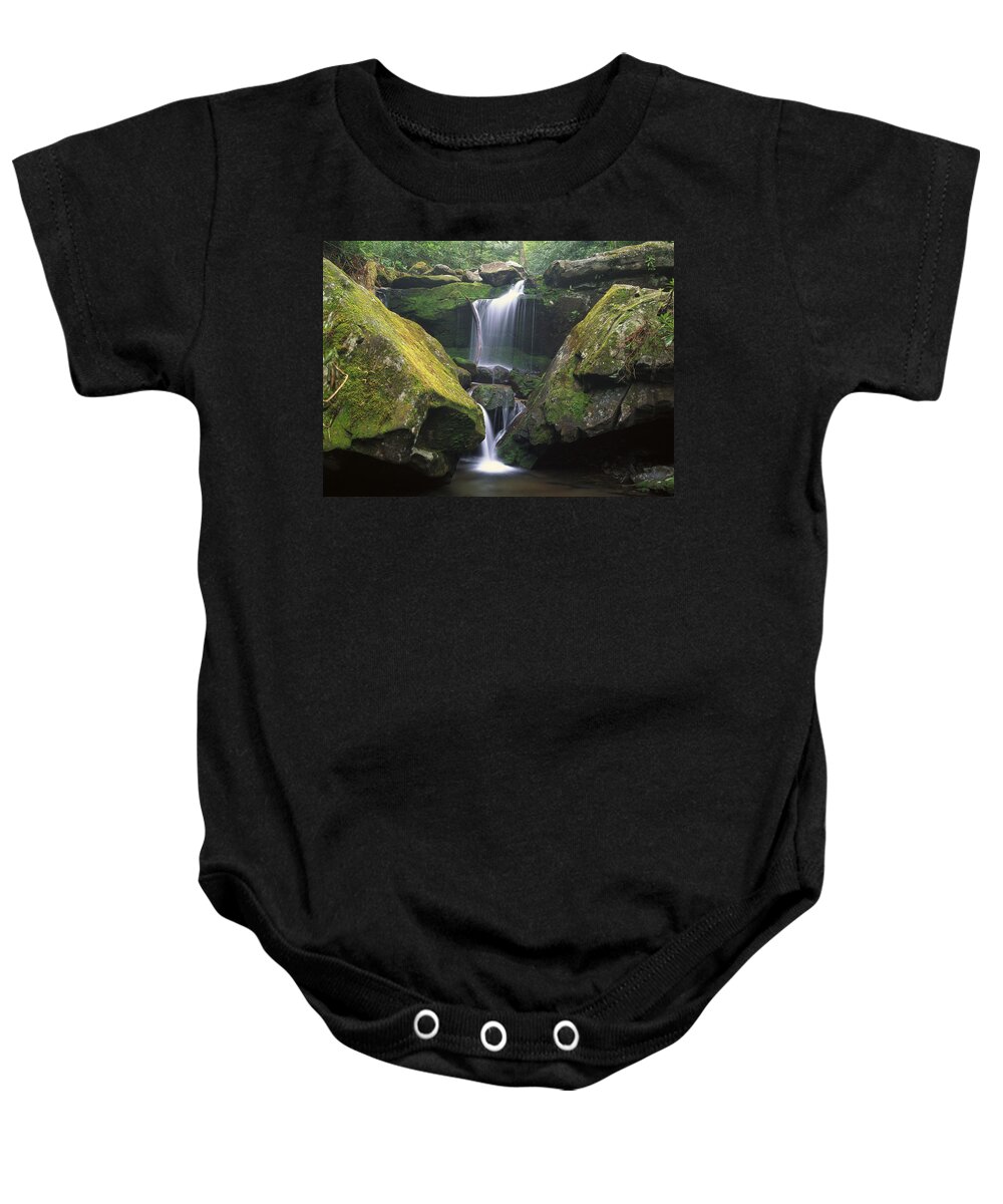 Feb0514 Baby Onesie featuring the photograph Cascade Near Grotto Falls Great Smoky by Tim Fitzharris