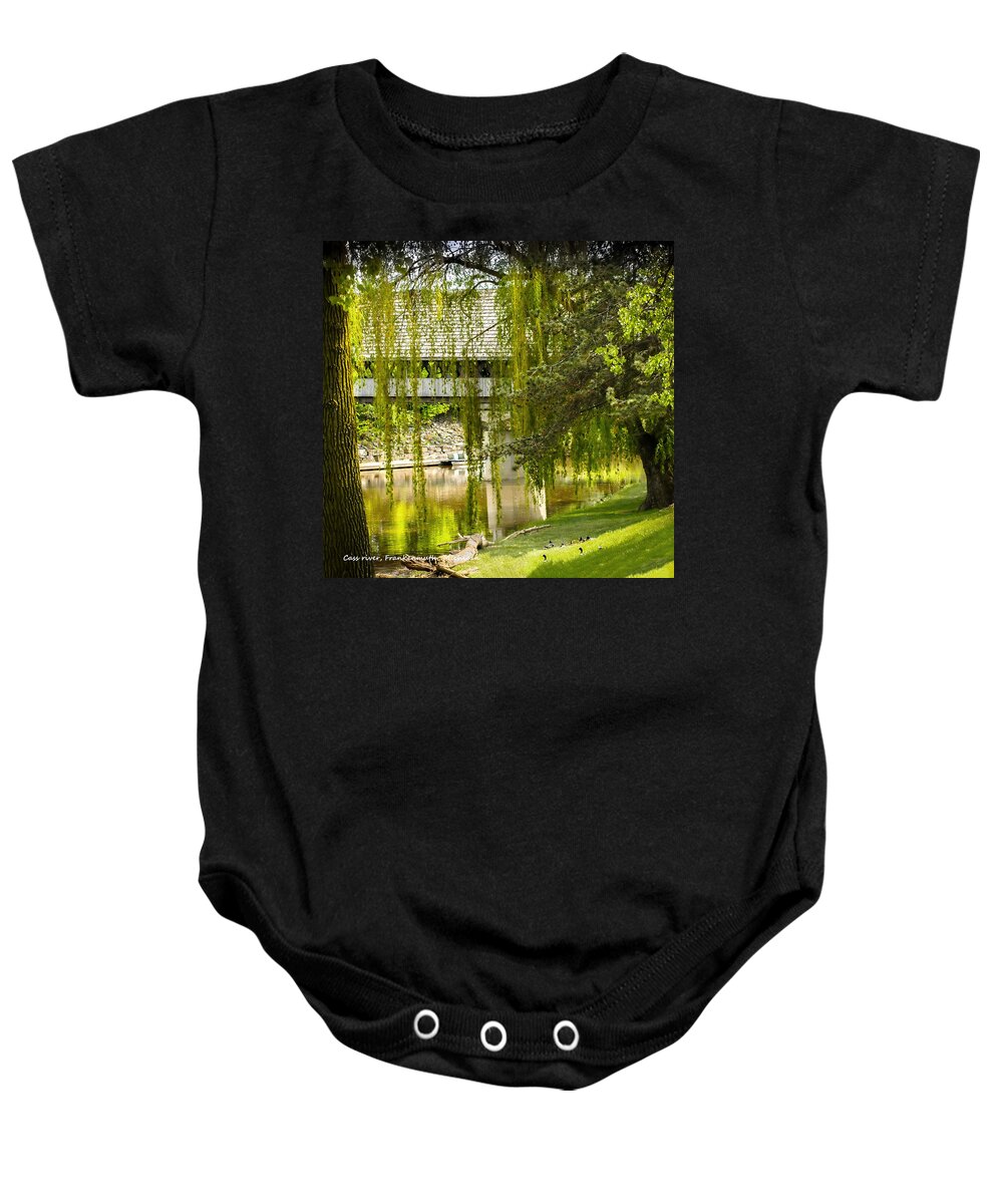 Cass River Frankenmuth Michigan Covered Bridge Baby Onesie featuring the photograph Cass River Frankenmuth Michigan by LeeAnn McLaneGoetz McLaneGoetzStudioLLCcom